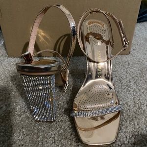 Akira rose gold diamond heels